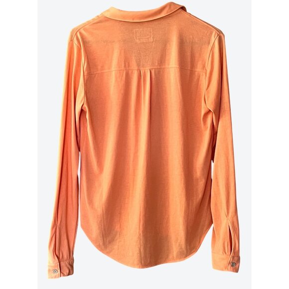 Stio Women's Small Long Sleeve V-Neck Button Front Peach Orange Shirt - Picture 3 of 7